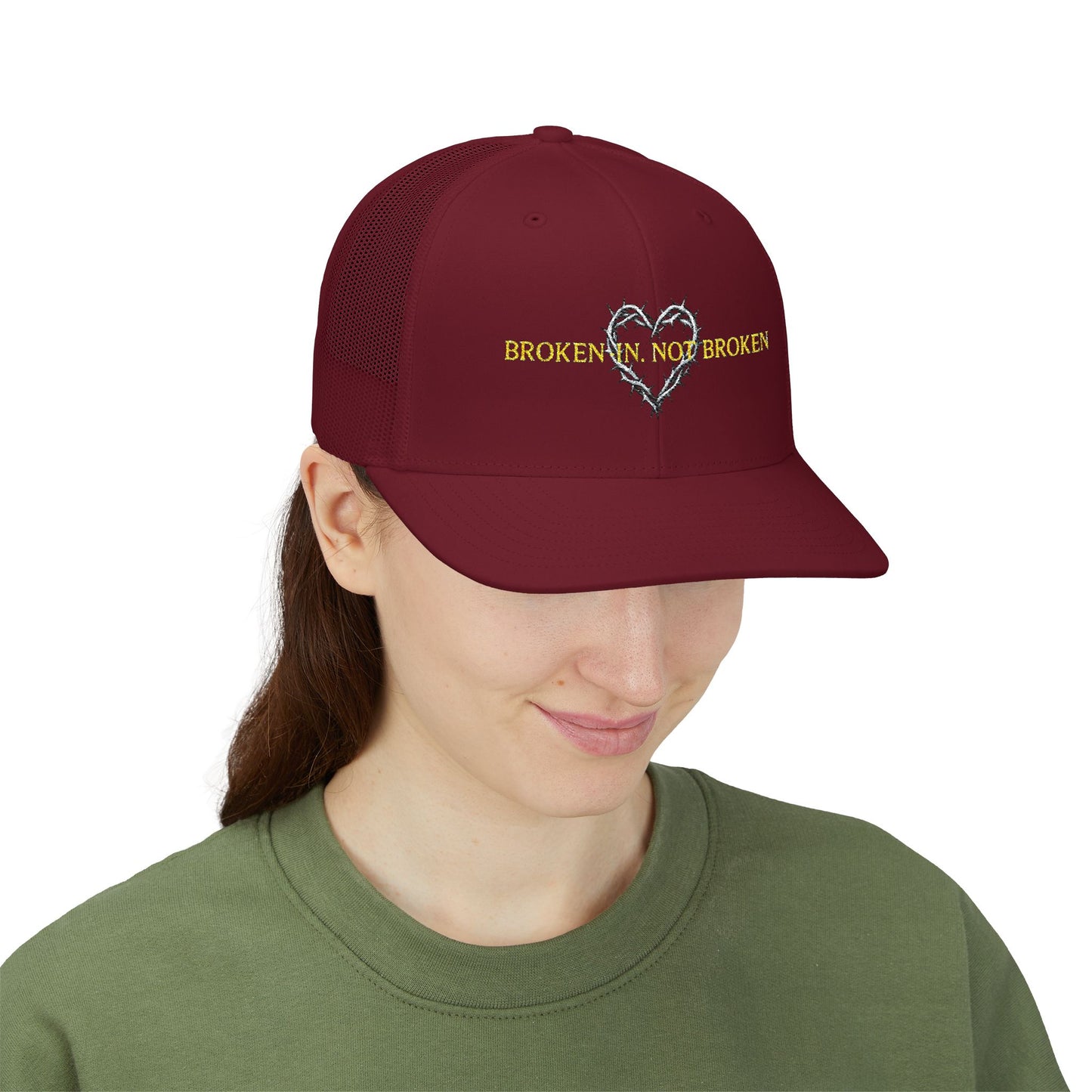 Broken Not Broken Snapback Trucker Cap, Recovery Hat, Motivational Gift, Embroidered Cap, Casual Gear, Father's Day Cap