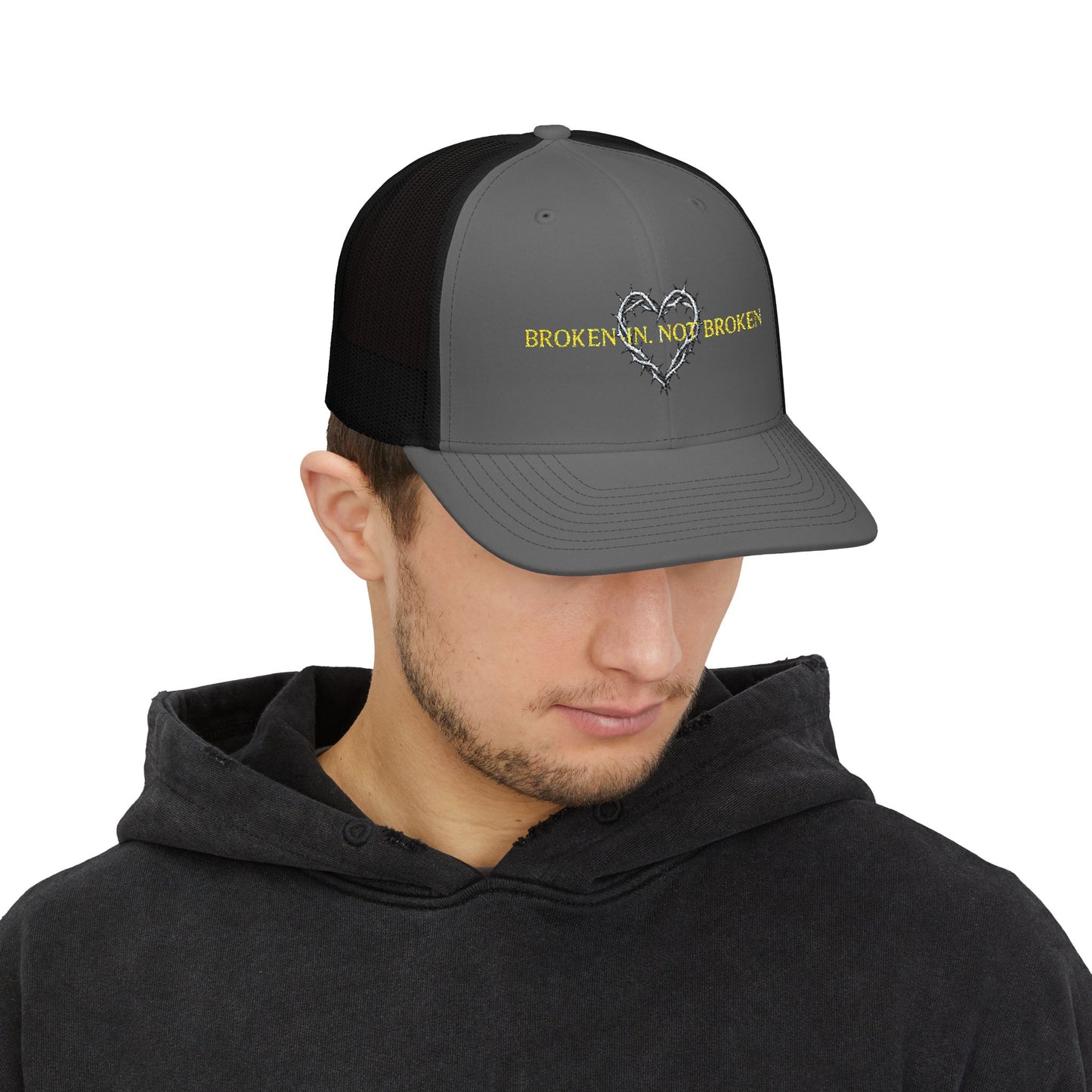 Broken Not Broken Snapback Trucker Cap, Recovery Hat, Motivational Gift, Embroidered Cap, Casual Gear, Father's Day Cap
