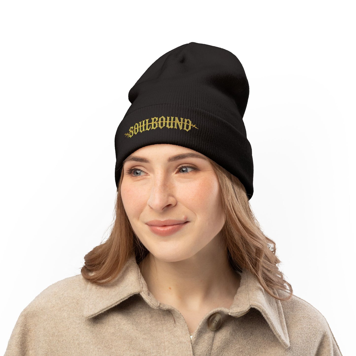 Soulbound Embroidered Knit Beanie | Cozy Winter Hat, Stylish Gift, Casual Accessory, Unisex Beanie, Fall Fashion