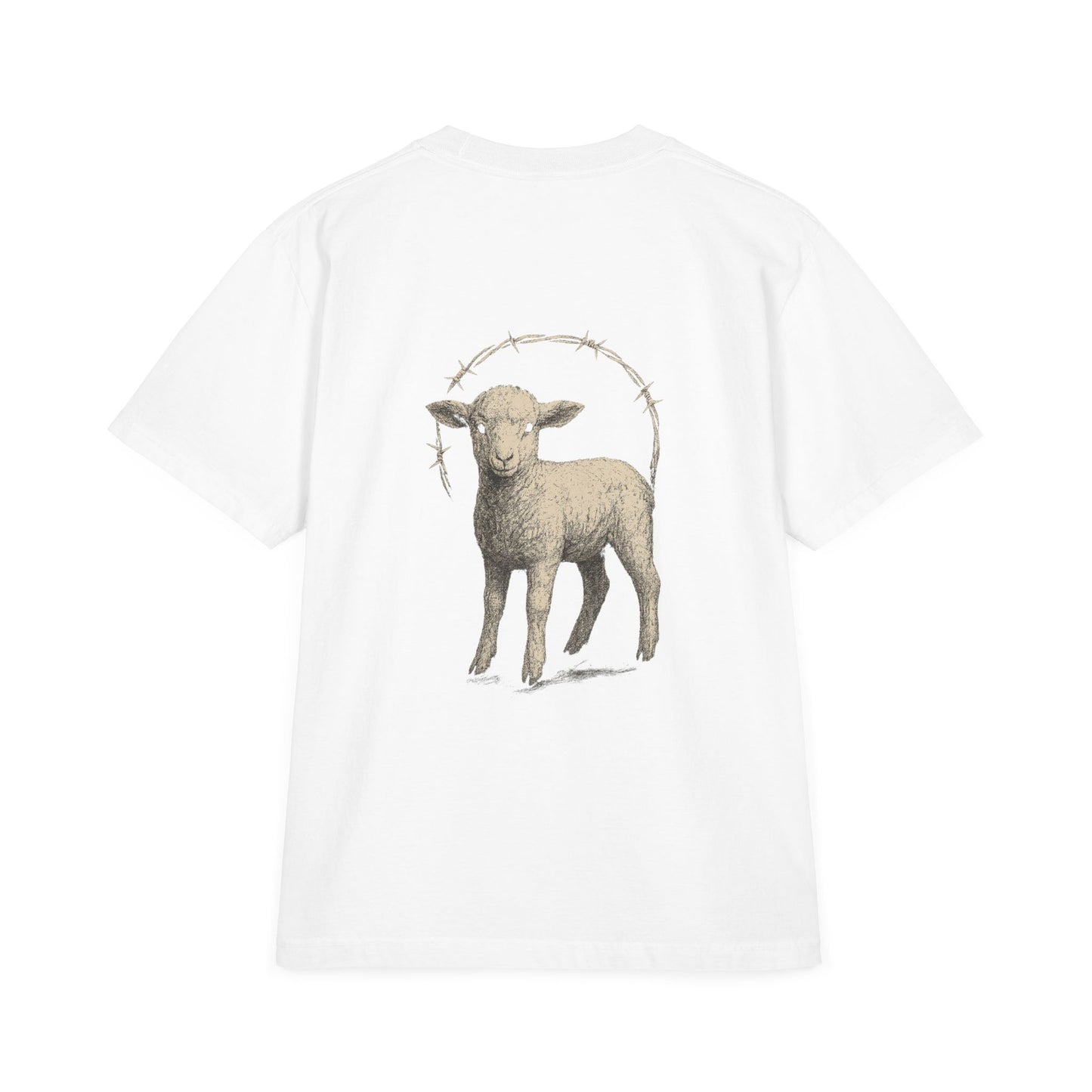 Artistic Unisex Drop-Shoulder T-Shirt - Vintage Sheep Design, Casual Wear, Gift for Animal Lovers, Unique Graphic Tee, Eco-Friendly Fashion