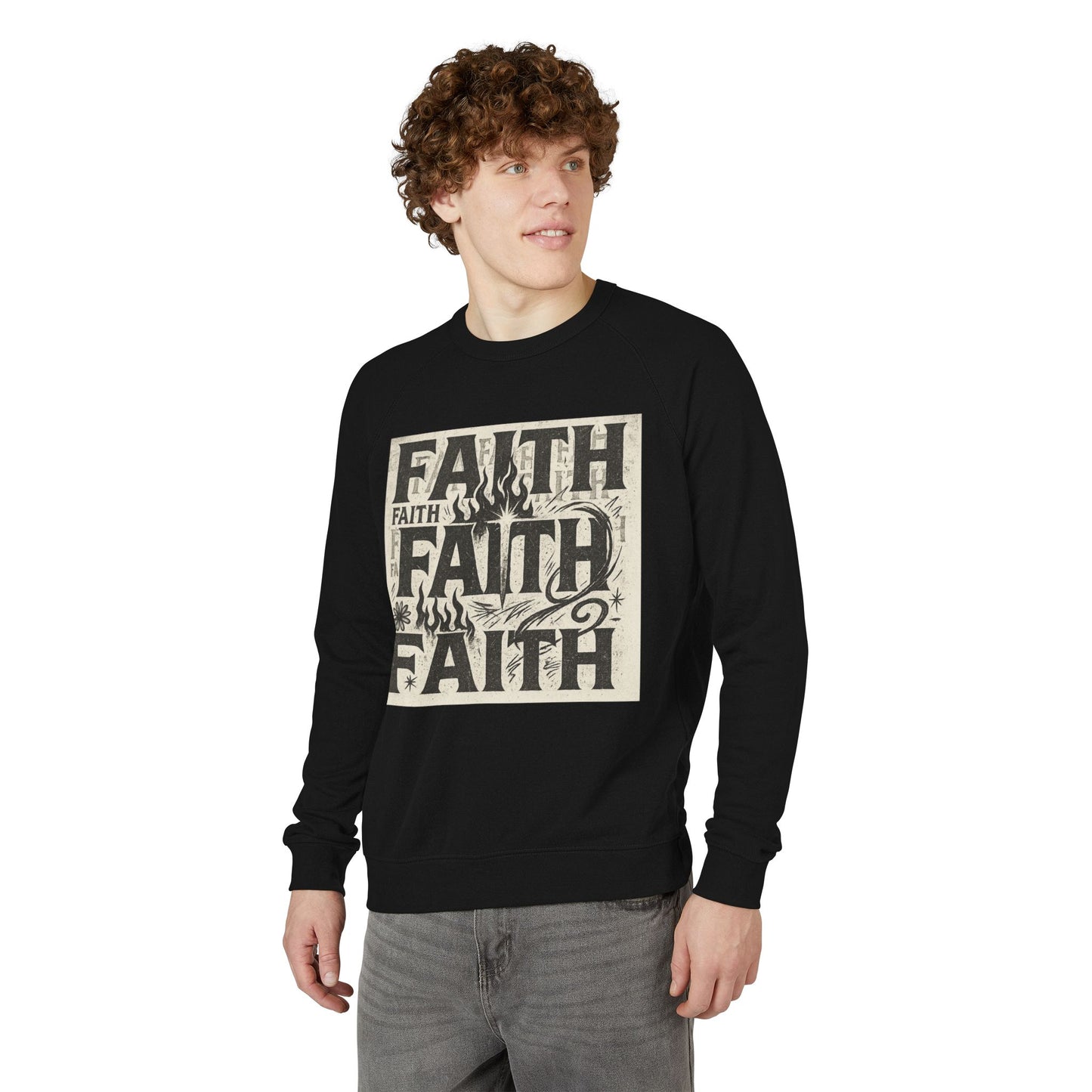 Faith Inspired Unisex Raglan Crewneck, Cozy Sweatshirt, Inspirational Gift, Christian Apparel, Everyday Comfort, Trendy Casual Wear