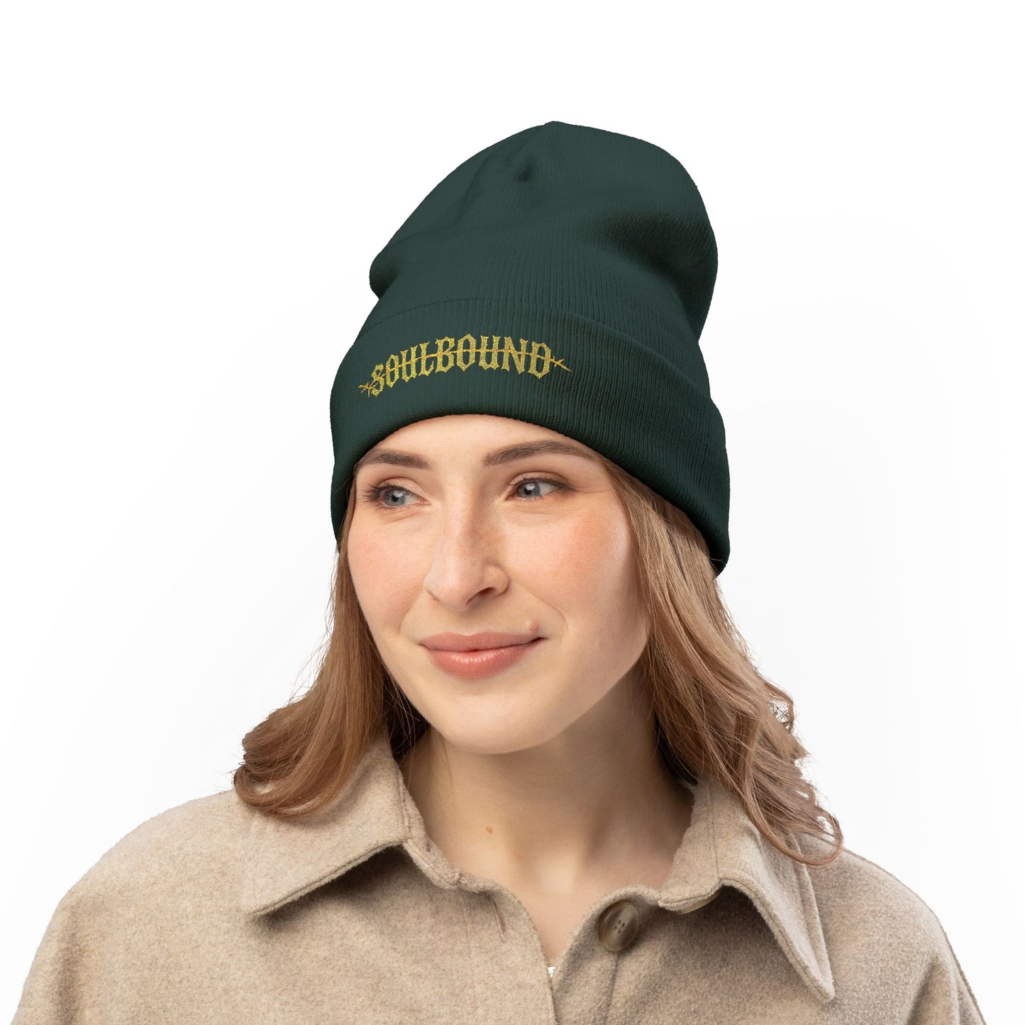 Soulbound Embroidered Knit Beanie | Cozy Winter Hat, Stylish Gift, Casual Accessory, Unisex Beanie, Fall Fashion