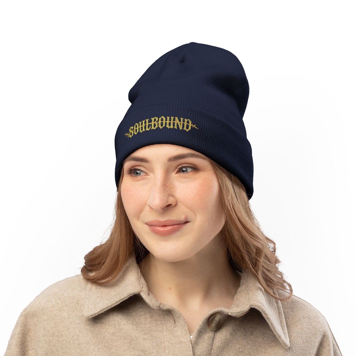 Soulbound Embroidered Knit Beanie | Cozy Winter Hat, Stylish Gift, Casual Accessory, Unisex Beanie, Fall Fashion