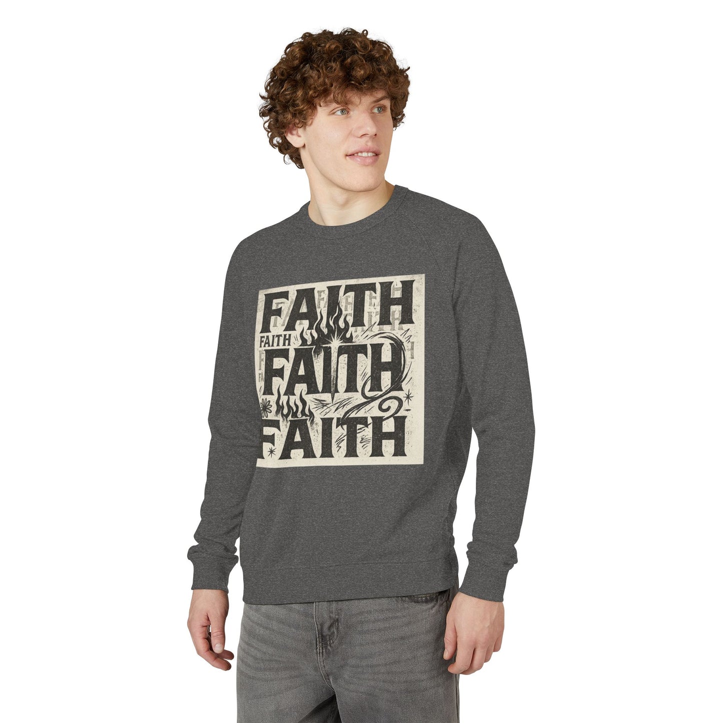 Faith Inspired Unisex Raglan Crewneck, Cozy Sweatshirt, Inspirational Gift, Christian Apparel, Everyday Comfort, Trendy Casual Wear