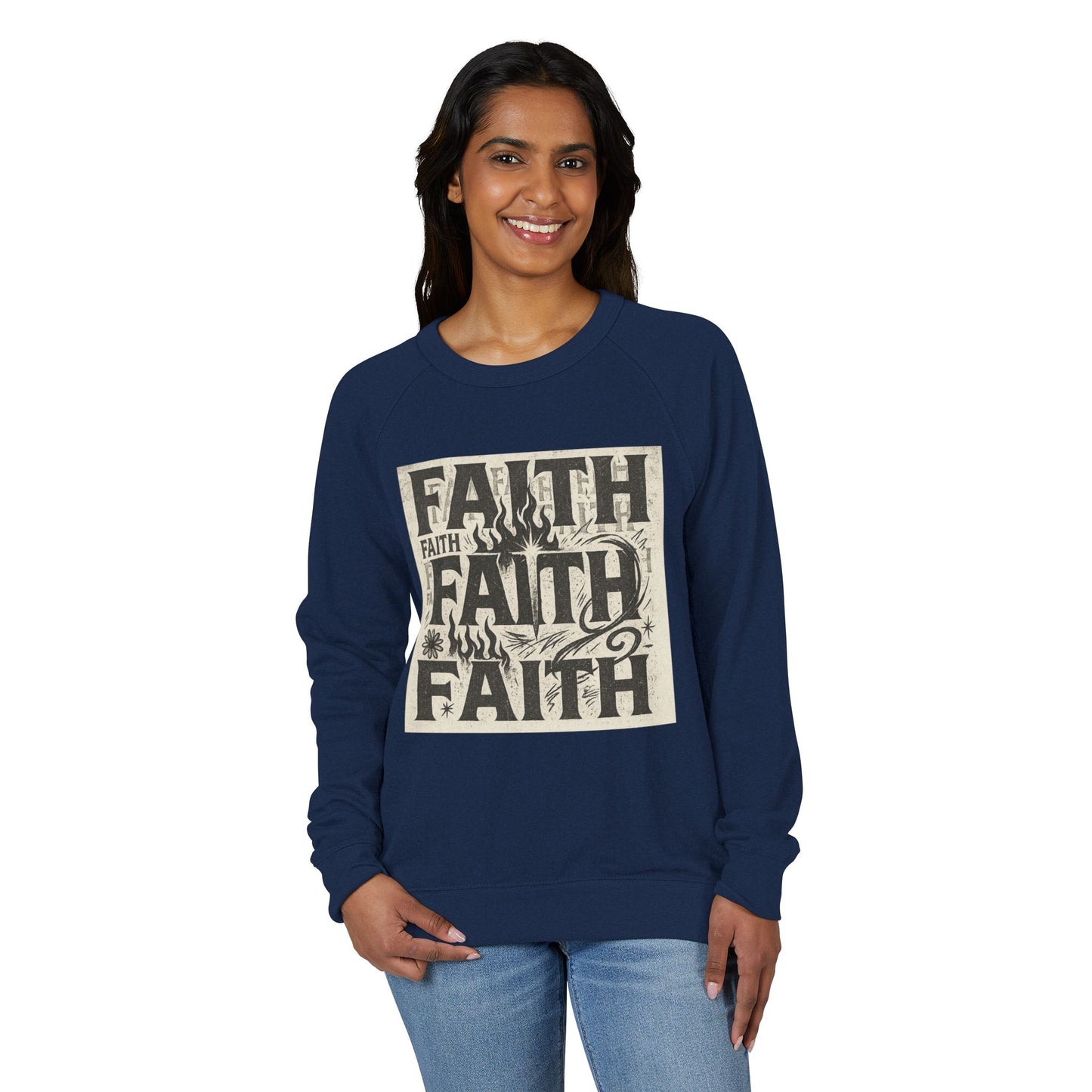 Faith Inspired Unisex Raglan Crewneck, Cozy Sweatshirt, Inspirational Gift, Christian Apparel, Everyday Comfort, Trendy Casual Wear