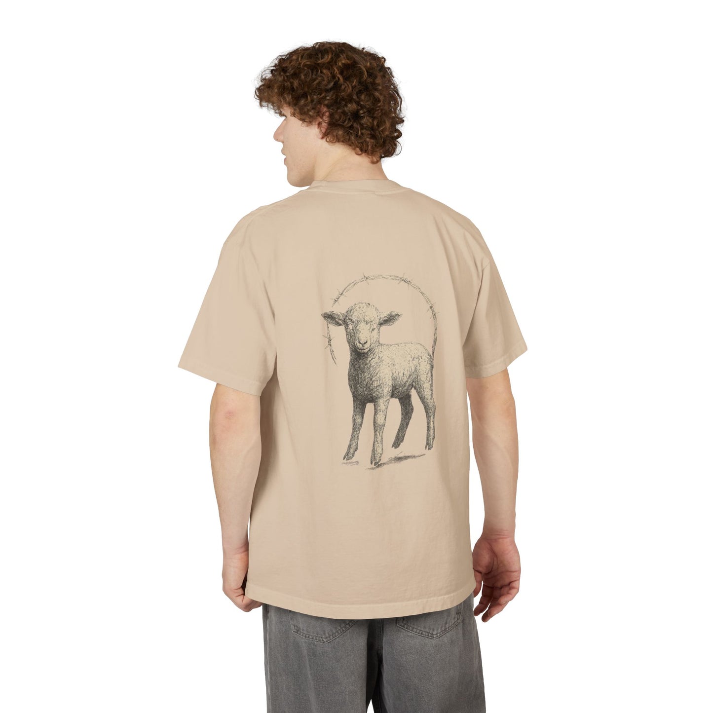 Artistic Unisex Drop-Shoulder T-Shirt - Vintage Sheep Design, Casual Wear, Gift for Animal Lovers, Unique Graphic Tee, Eco-Friendly Fashion