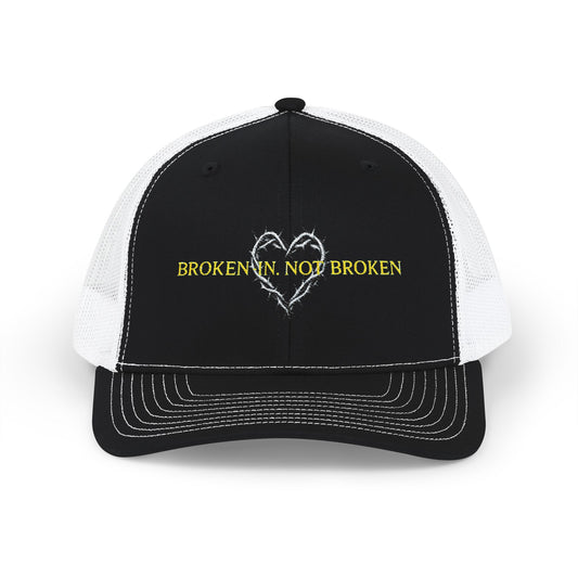 Broken Not Broken Snapback Trucker Cap, Recovery Hat, Motivational Gift, Embroidered Cap, Casual Gear, Father's Day Cap