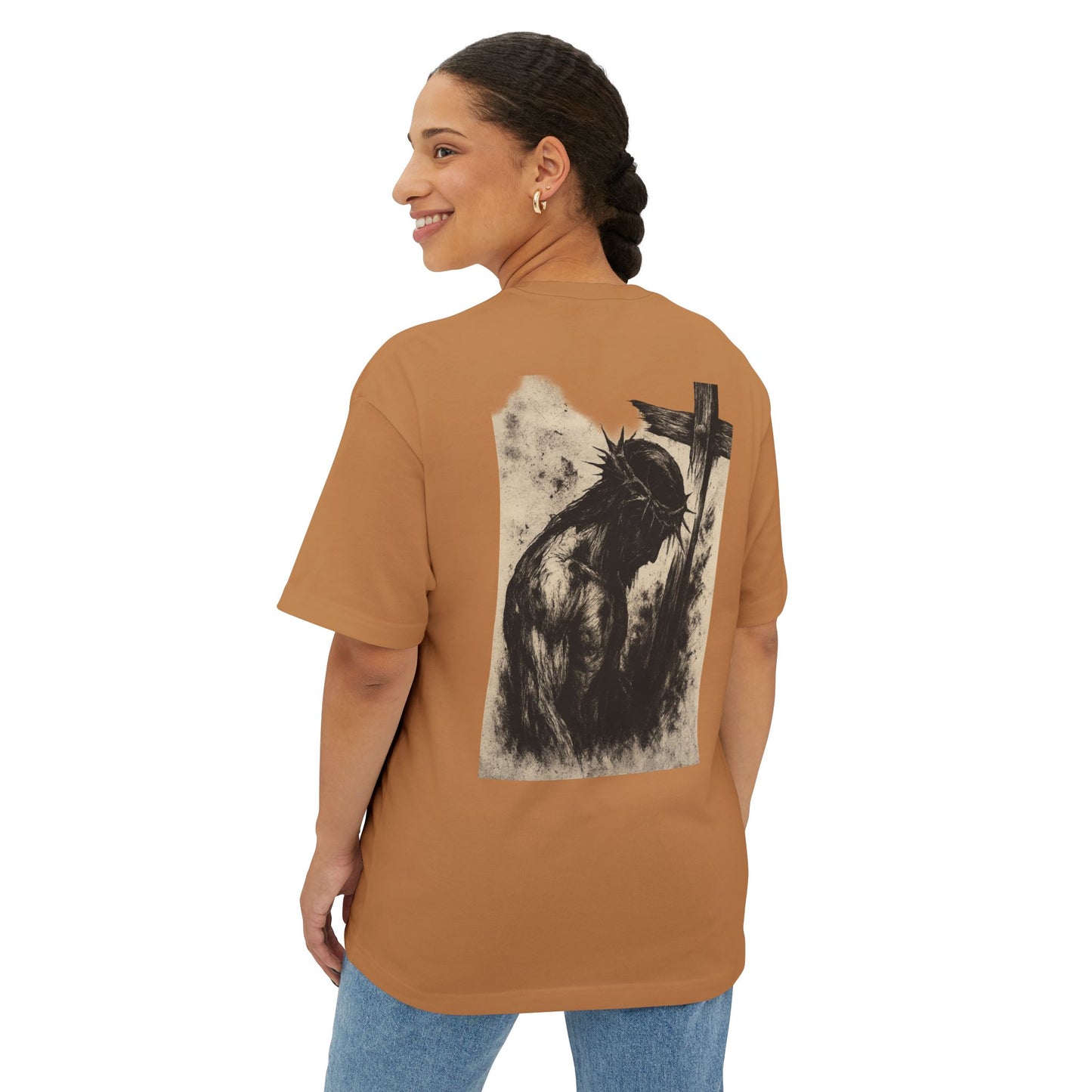 Christian Themed Unisex Oversized Boxy Tee - Faith, Inspirational Gift, Religious Apparel, Casual Wear, Everyday Comfort